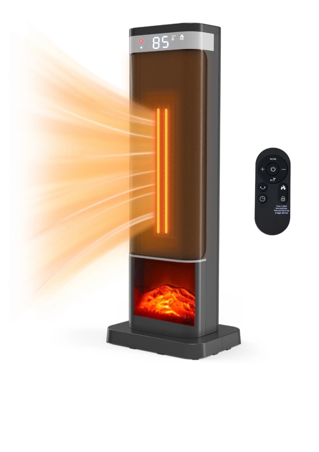 JIOABL Portable Space Heater with Remote, Thermostat, Overheating Protection for Indoor Use, Black