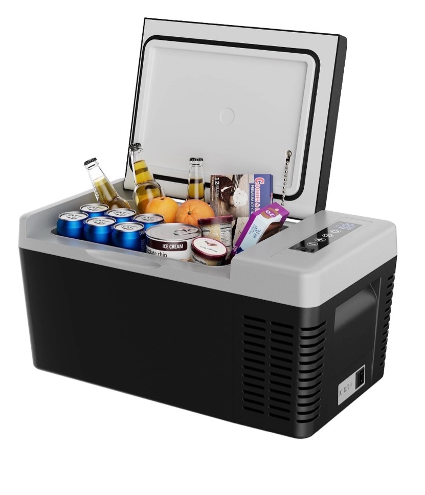 Simzlife 12 Volt 19QT(18L) Portable Car Refrigerator, -4?~50?, 12/24V DC & 110-240V AC, Mini Fridge for RV Camping, Travel, Truck, Home, Black