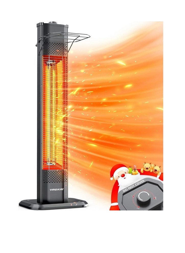 Easoger 1500W 36in Indoor Space Heaters, 100° Oscillating Portable Tower Electric Heater, Infrared Outdoor Patio Heaters, 3 Heating Level, 1s Fast Heating, Overheat Protection