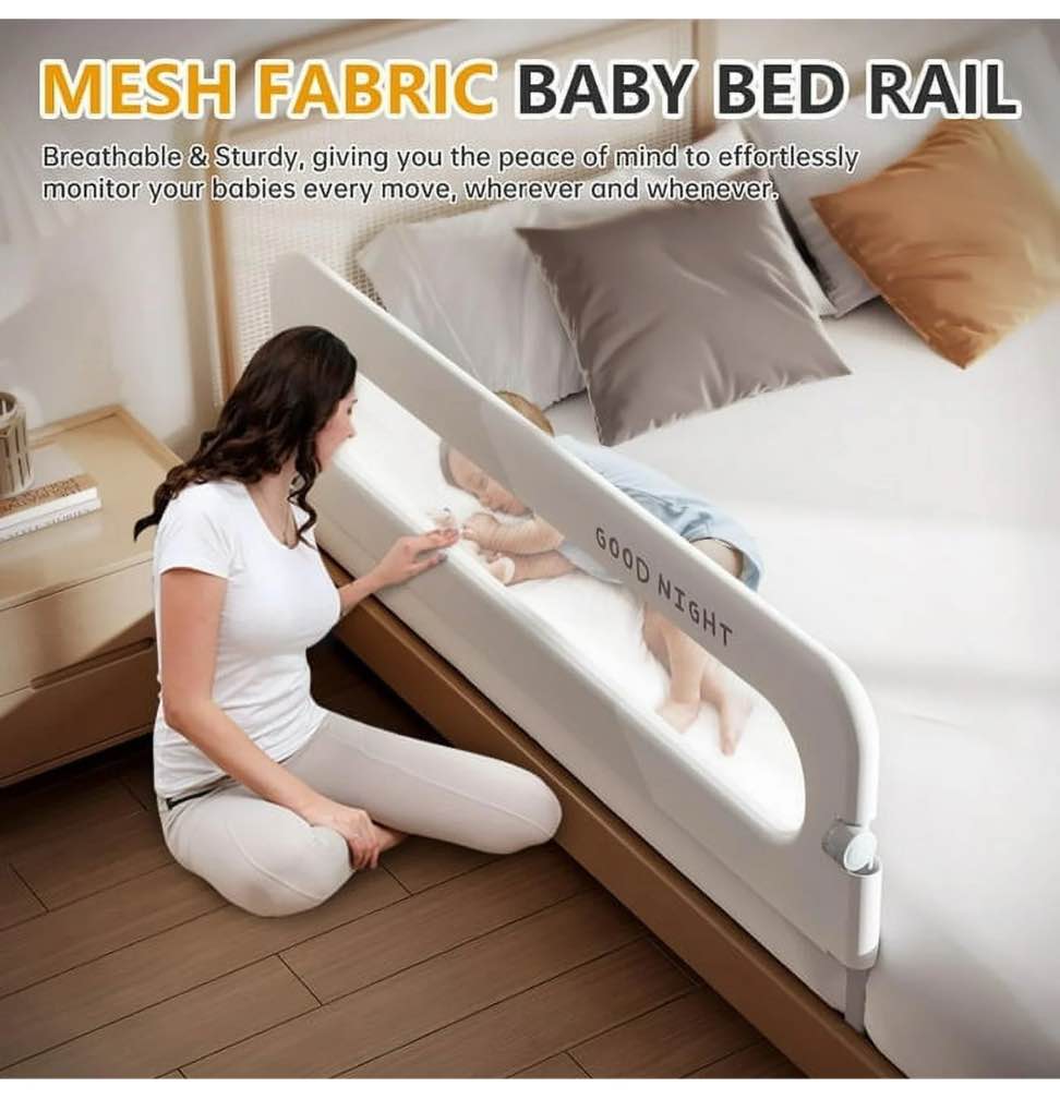 vikua 69in Baby Safety Rails Height Adjustable Bed Guardrail for Toddlers Single Piece
