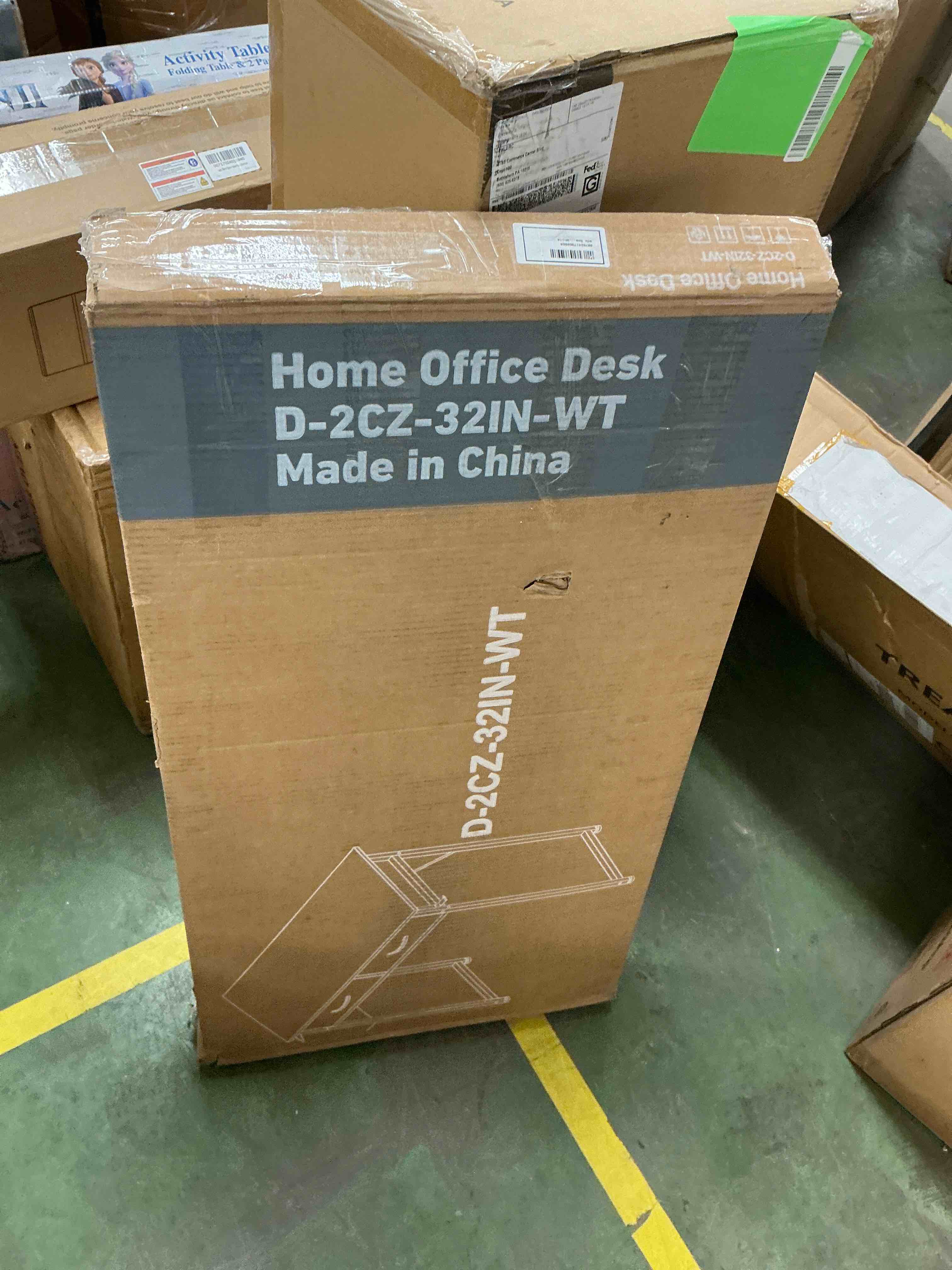 Condition photo showing Good Condition for edx Small Desk with Fabric Drawers & Storage Bag Iron Hook, Home Office Computer Desk,White Vanity Desk with Storage for Home, Bedroom, 32 Inch, White