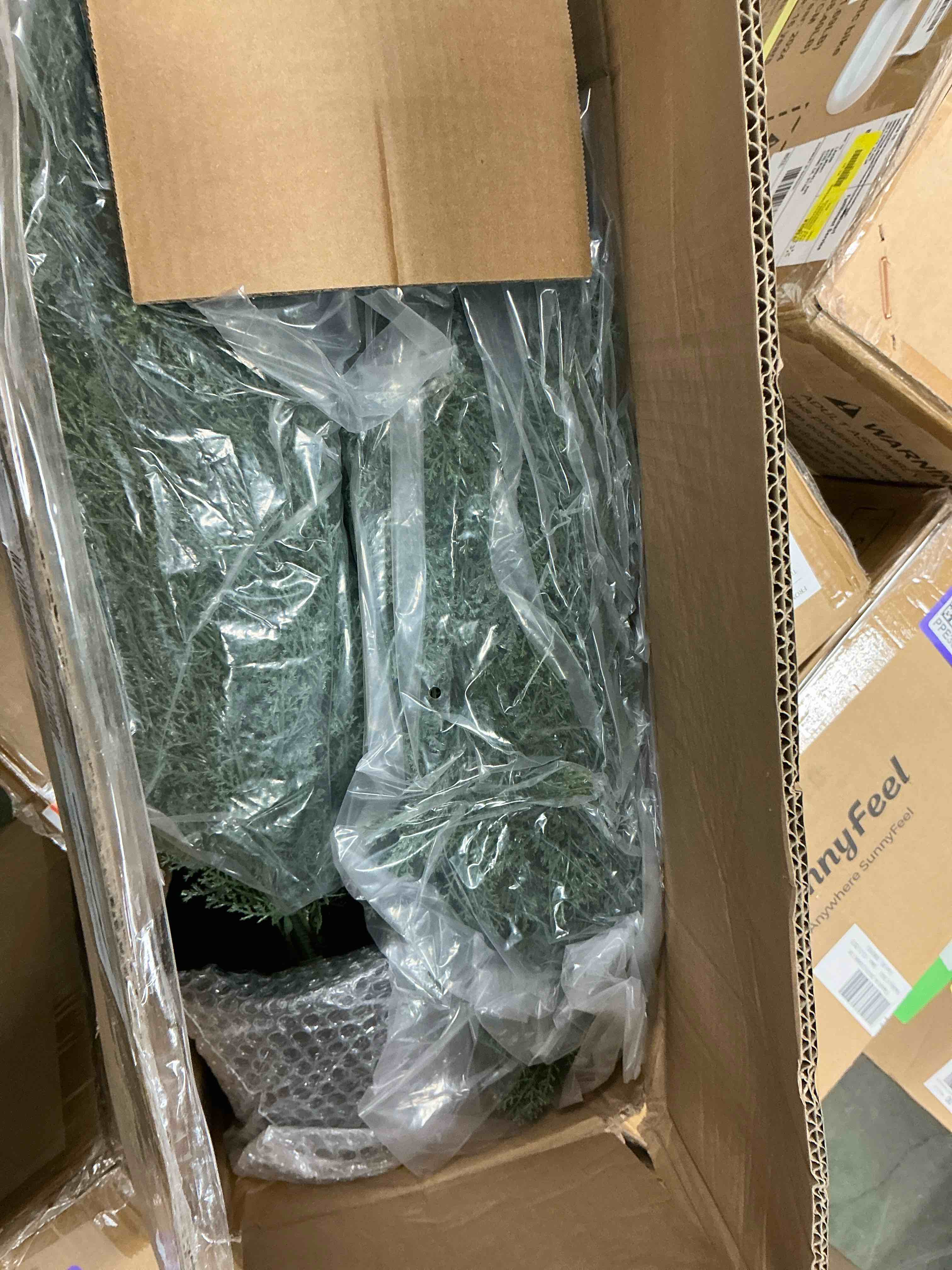 Condition photo showing Good Condition for Artificial Cedar Tree 2 Pack 3 ft Outdoor Artificial Topiary Cedar Plants Fake Tree UV Rated Potted Plants for Porch Decor Faux Pine Tree for Perfect Housewarming Gift