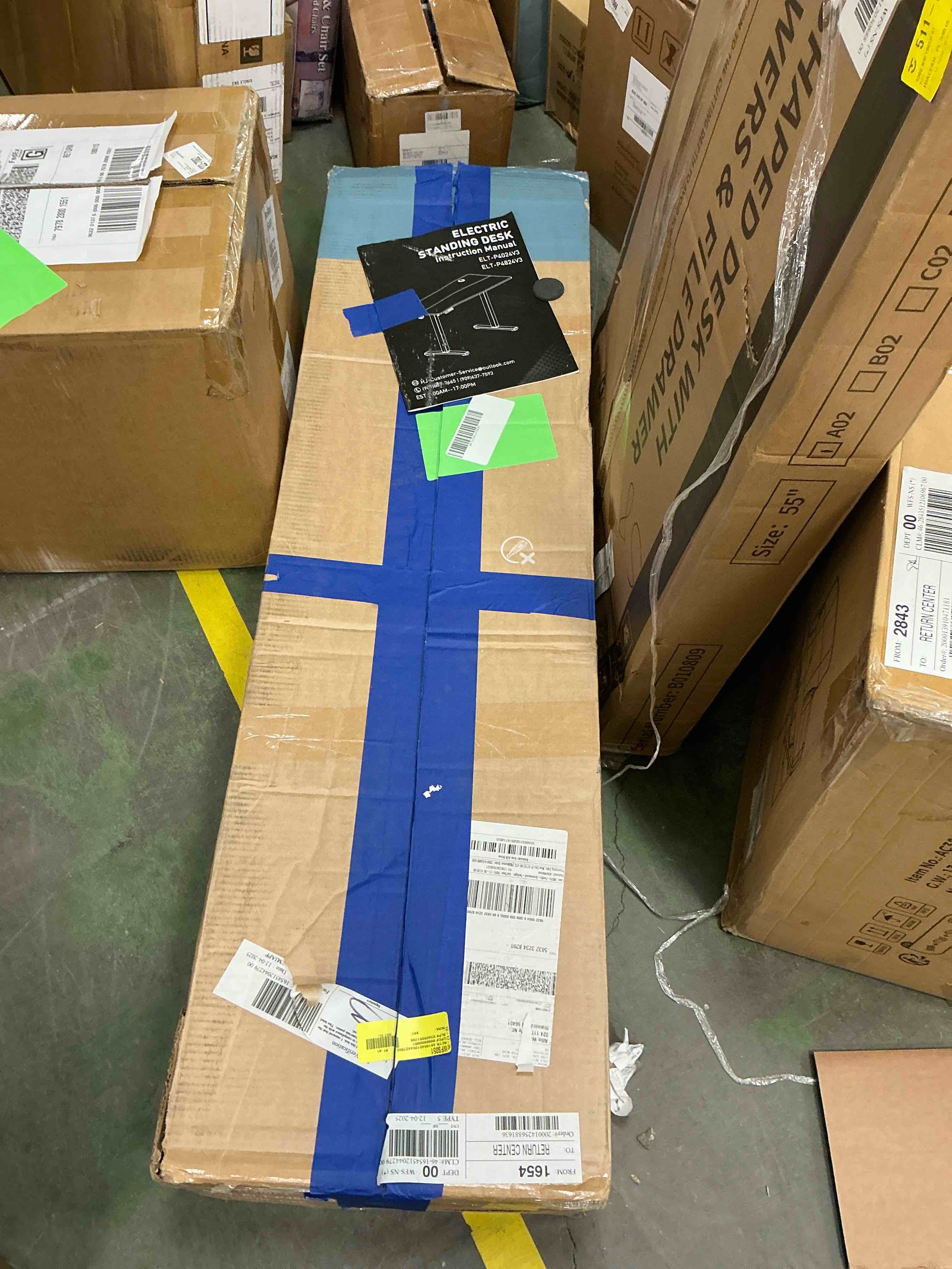 Condition photo showing Good Condition for CONCETTA Electric Standing Desk, 48''x24'' Height Adjustable Desk, Home Office Desk with Electric Lift, Sit Stand Desk Workstation for Home Office, Oak