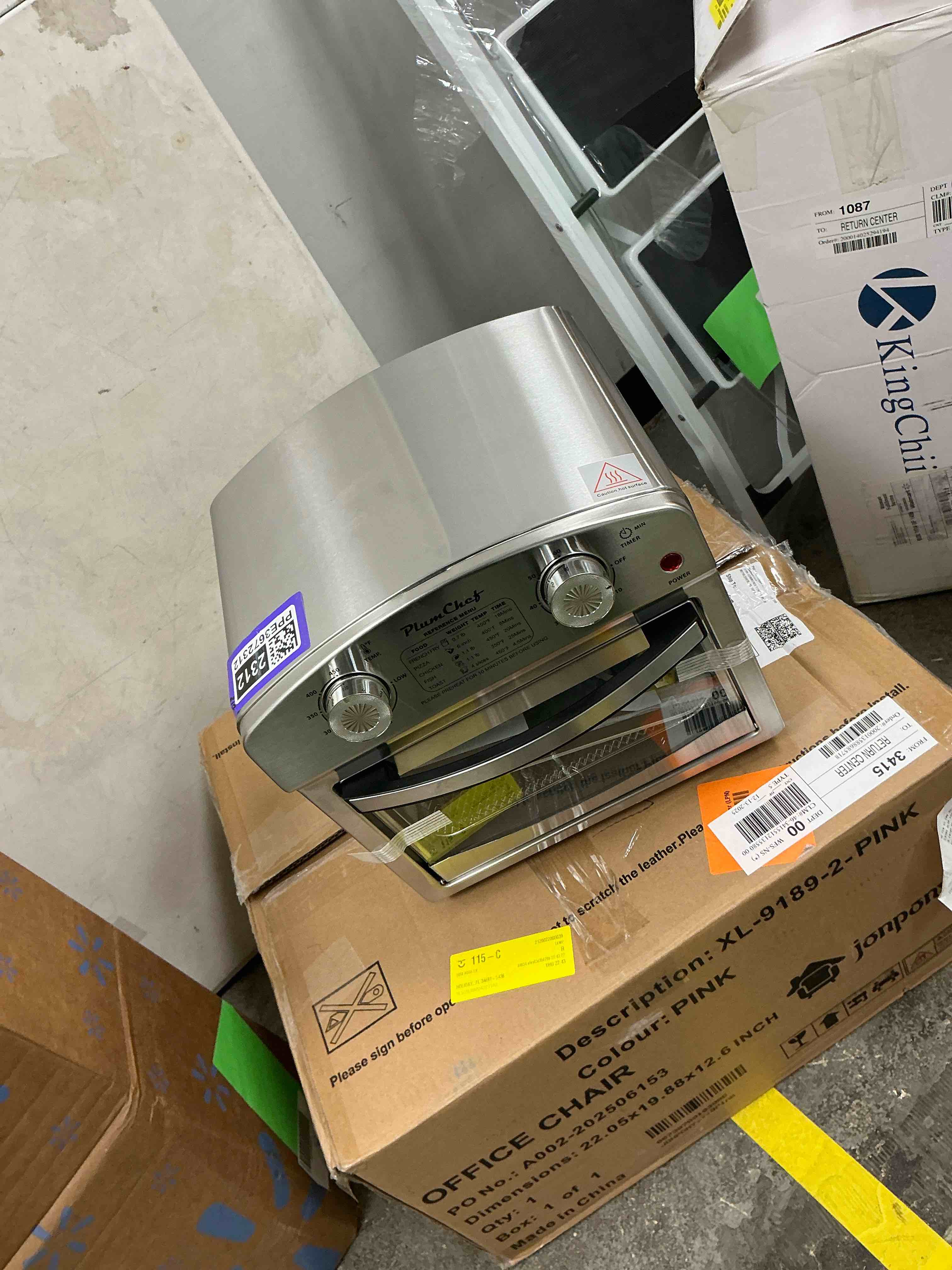Condition photo showing Good Condition for Plum Chef Air Fryer 13QT Countertop Convection Oven Oil-less Air Fryer Toaster Oven 1500W Perfect for Countertop Stainless Steel Silver