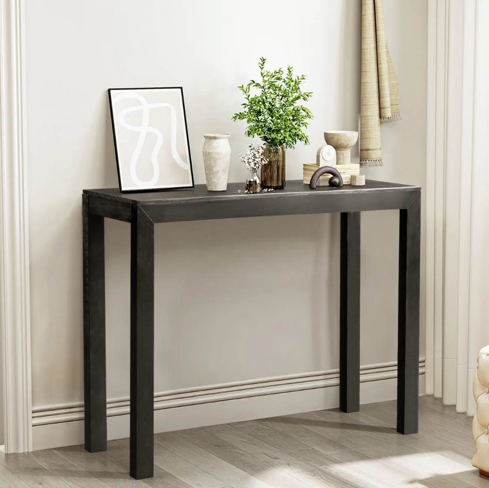 Ktaxon 46-Inch Black Pine Console Table, Stylish Mid-Centry Sofa Table for Living Room, Entryway, or Bedroom, Perfect TV Display Stand