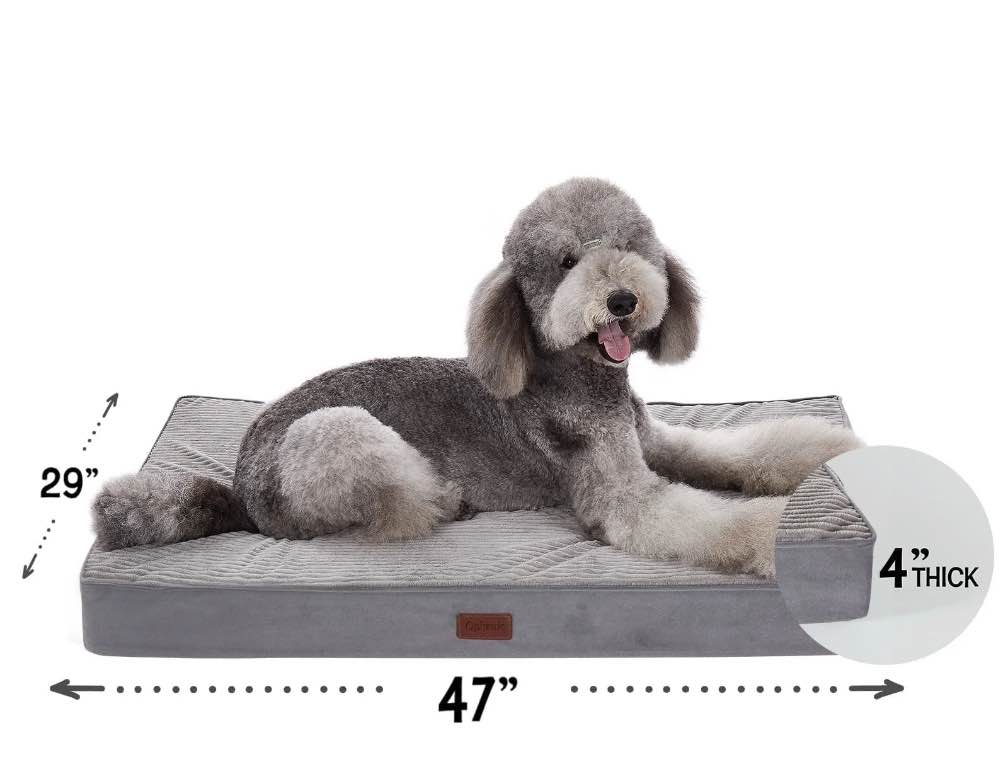 Ophanie 47in Gray Orthopedic Dog Bed for Large Dogs with Non-Slip Bottom, Waterproof and Machine Washable Removable Pet Bed Cover,XXL Size(47"x29"x4")