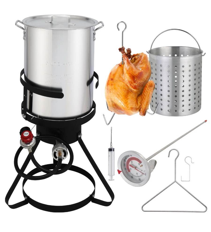 Ktaxon Propane Outdoor Fryer Aluminum Frying/Boiling Turkey Fryer Pot 30QT