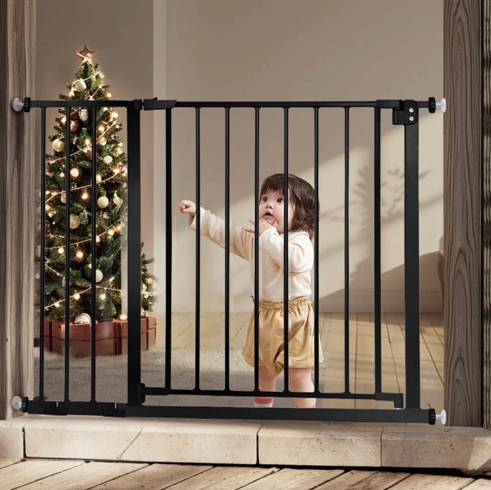 Baby Safety Gate, Baby Gates for Top Stairs Doorway, 29.5''- 40.5''Wide Pressure Mount, Black