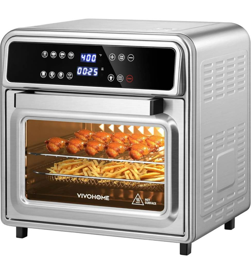 SPECSTAR 21 Qt Air Fryer Toaster Oven Combo, 8-in-1 Convection Oven Countertop with Rotisserie and Dehydrator, Stainless Steel Digital Air Fryer Oven with 7 Accessories, 1800W
