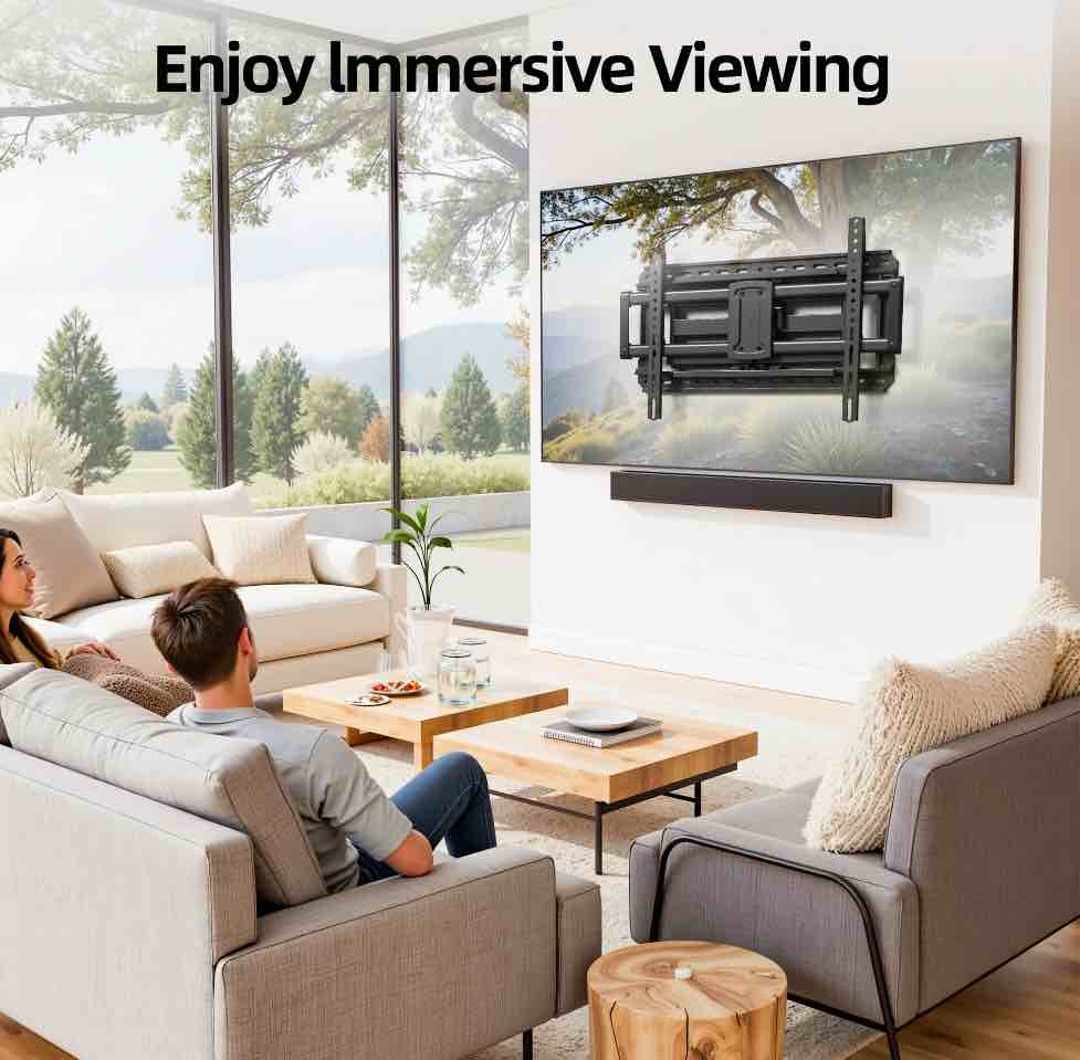 MountLiving Full Motion TV Wall Mount for 37-95 inch TVs, Pre-Assembled TV Mount, Max VESA 600x400mm,Holds up to 150lbs,Fits 24" Wood Studs