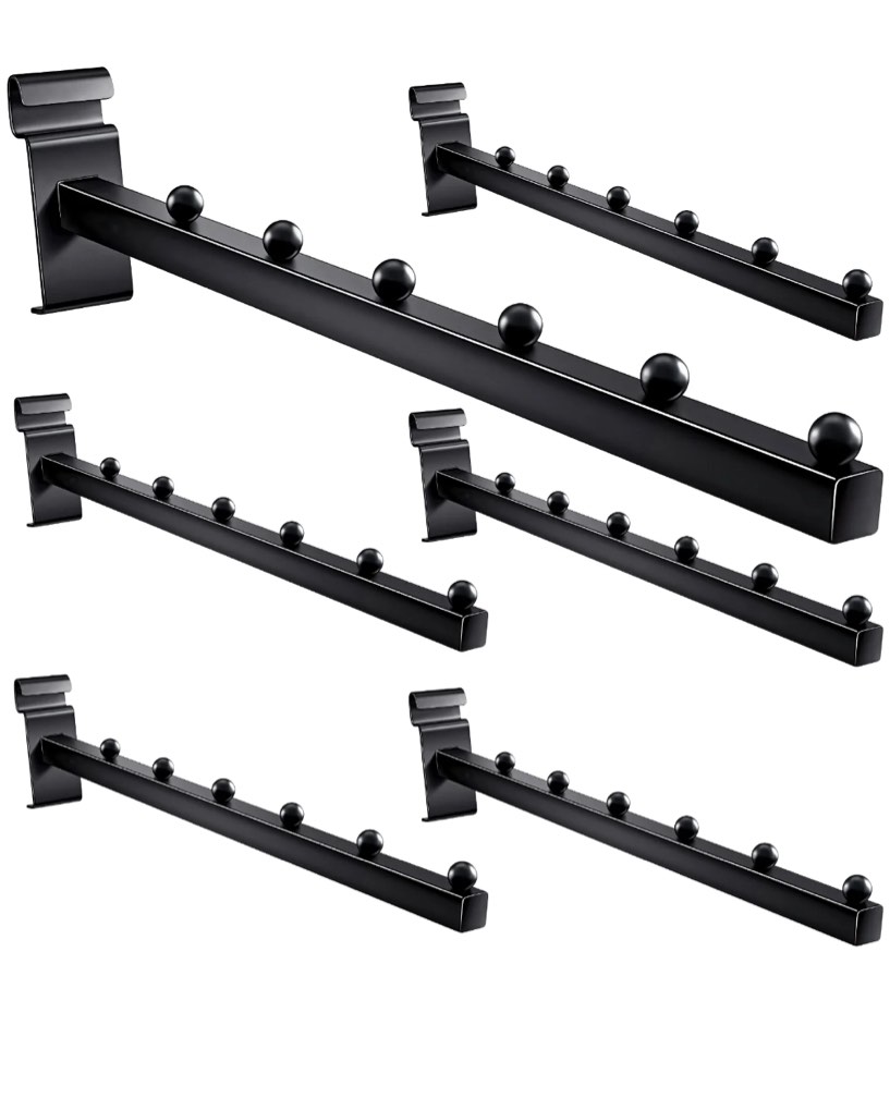 6 Pcs Gridwall Hooks, Black Waterfall Hooks, Wall Grid Accessories with 6-ball Design, Gridwall Mount Brackets for Efficient Space Management and Display