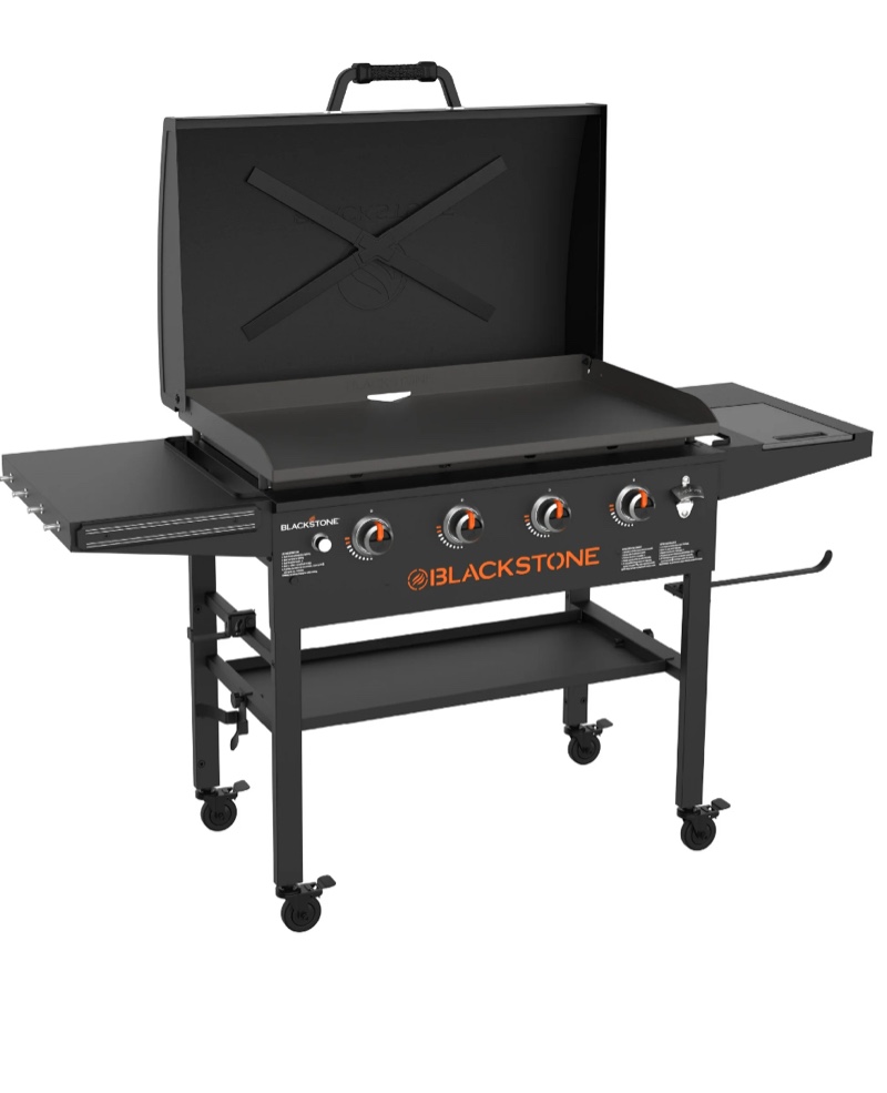 Blackstone Original 4-Burner 36" Natural Gas Omnivore Outdoor Griddle with Hood and Folding Side Shelves