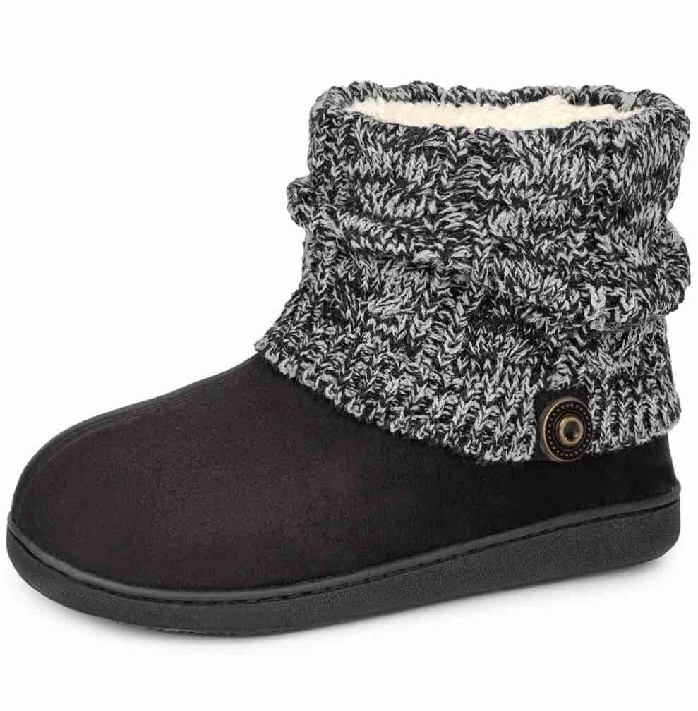 Homeier Ralph Women's Woolen Yarn Knit Bootie Slippers Memory Foam House Shoe size 5-6