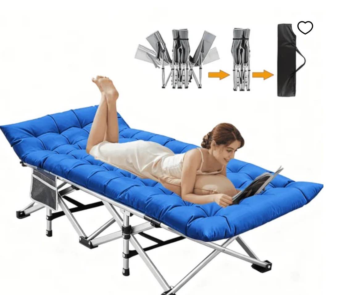 SERABETTO Oversized Camping Cot,XXXL-83*32in Folding Camping Cot Bed for Adults Sleeping 1200D Double Layer Oxford Portable Folding Outdoor Cots for Camping-Black