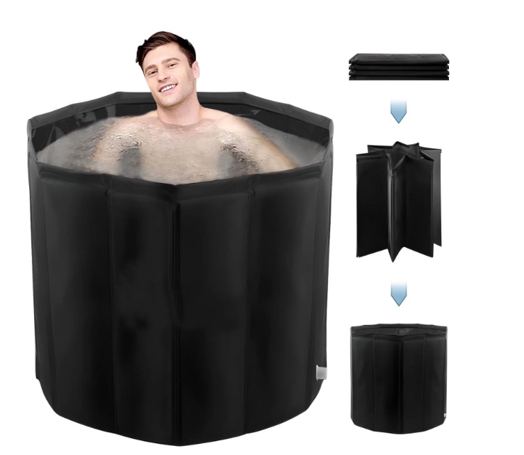 Beuway 31"Large Upgraded Foldable Bathtub for Adult,Portable Hot Ice Bath Tub,Soaking Spa,Black