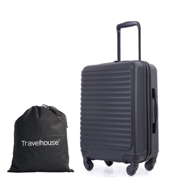 travelhouse hardshell carry on luggage 20" lightweight hardside suitcase with spinner wheels.(black)