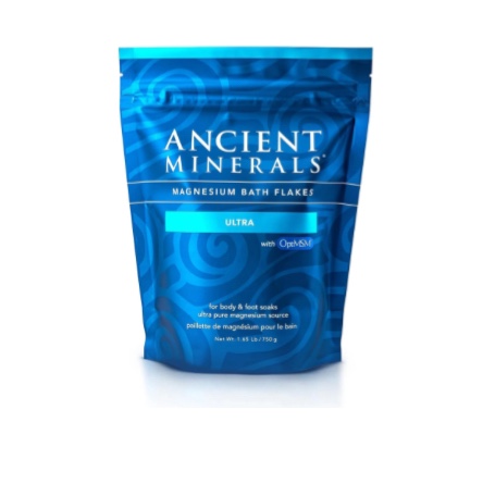 Ancient Minerals Magnesium Bath Flakes Ultra with OptiMSM for Post-Workout Soak, Unscented, 1.65 lbs