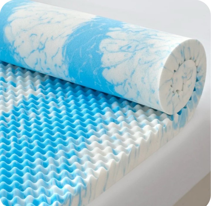BDEUS 2 inch Gel Cooling Memory Foam Mattress Topper, Memory Foam Egg Crate Mattress Topper, CertiPUR-US Certified, Twin Size