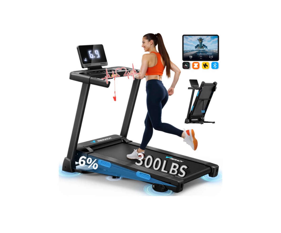 MERACH 2.5HP Folding Treadmill with Incline, Fitness Treadmill for Home with APP, 0.8-7.5MPH, LED Display