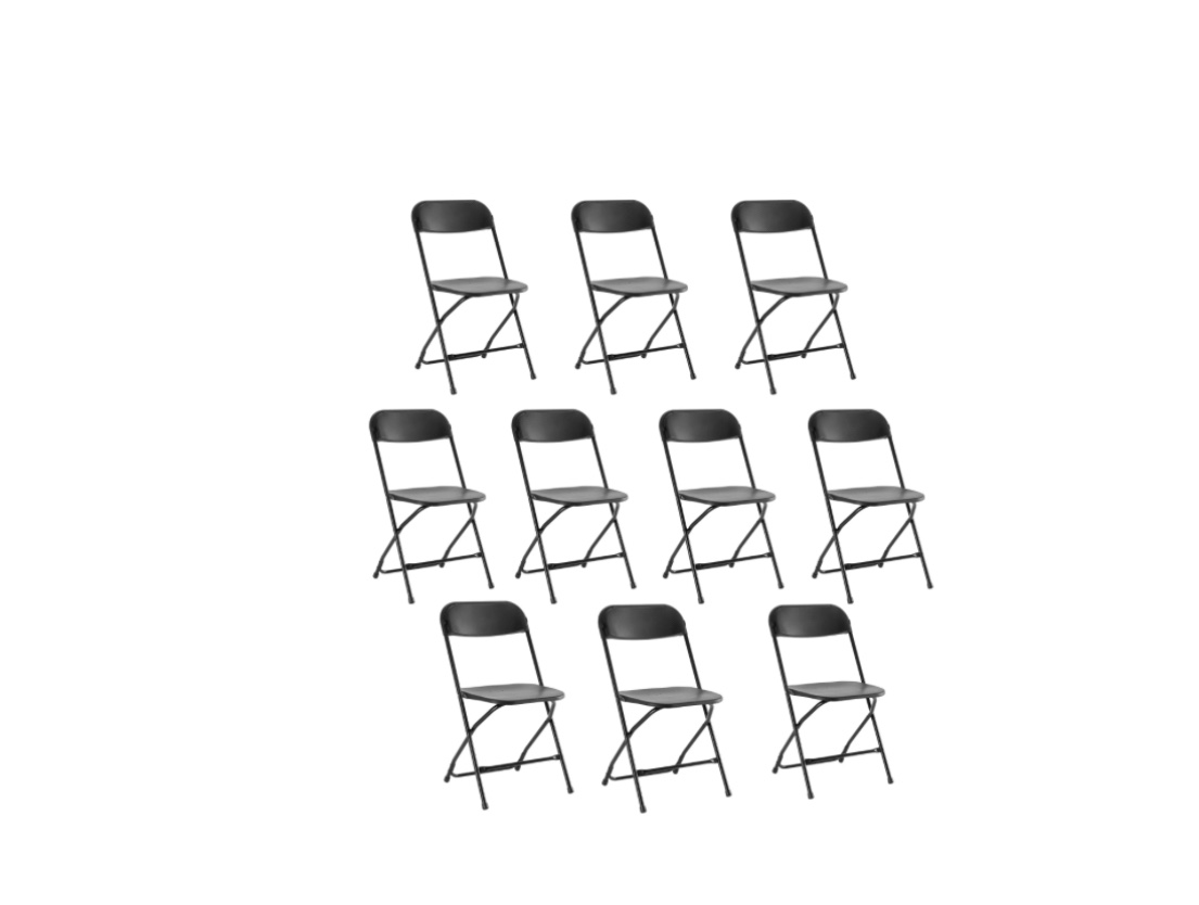 CONCETTA Plastic Folding Chair Set of 10, 330LB Load Capacity Lightweight for Indoor/Outdoor, Black