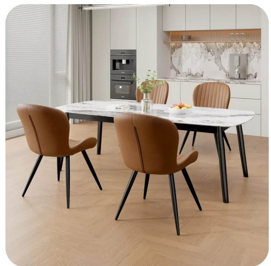hawsaiy upholstered dining chairs set of 4, modern kitchen chairs with backrest and metal legs, 19" seat height,brown