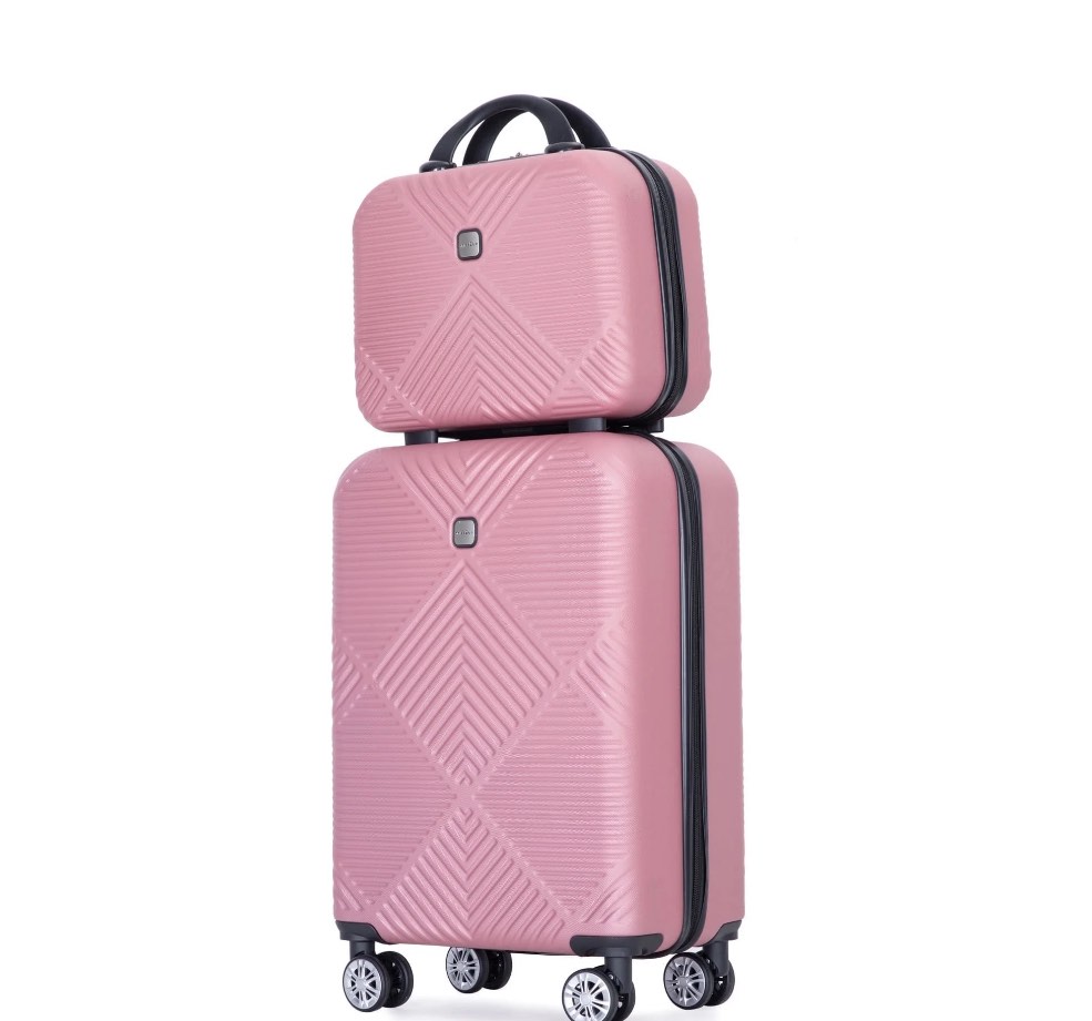tripcomp luggage sets 2 piece suitcase set (14/20/)hardside suitcase with spinner wheels lightweight carry on luggage(pink)