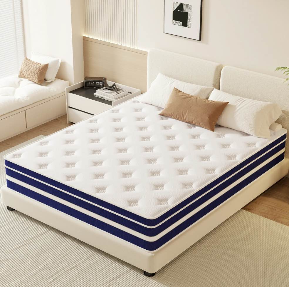 GUUKIN 12 inch Queen Mattress, Memory Foam & Spring Hybrid Medium Comfort Queen Size in a Box,Adult