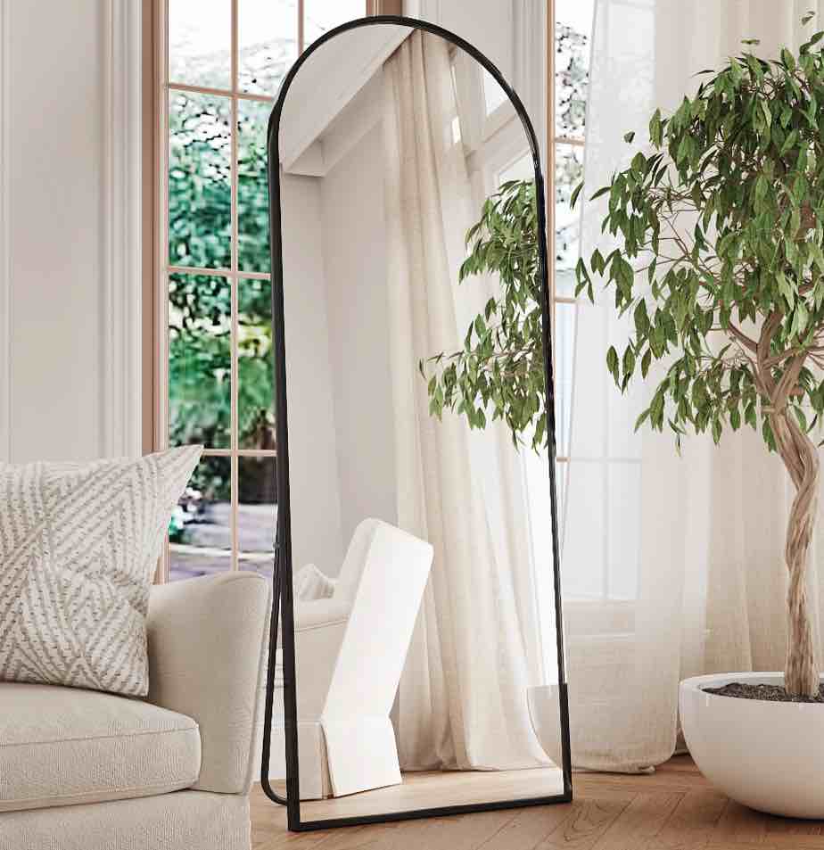 antok 64 x 21 arched full length mirror standing floor mirror stand up mirror black frame