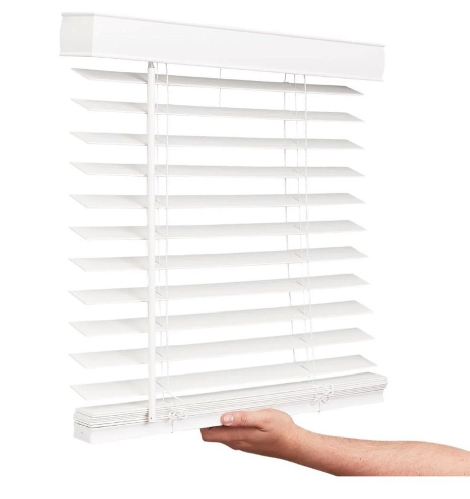 Lotus & Windoware Cordless 2" Faux Wood Room Darkening Horizontal Blind, Snow White