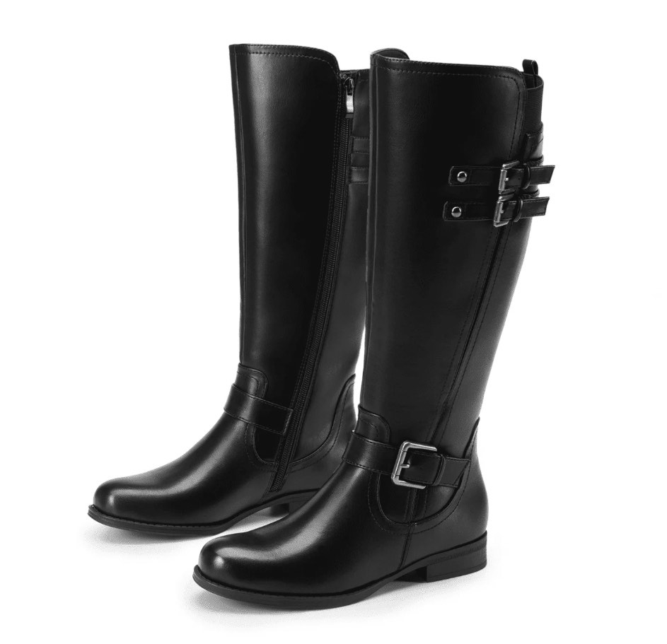 Dream Pairs Women's Riding Pirate & Motorcycle Buckle Knee High Boots: Comfortable Low Chunky Heel Flat Design size 9