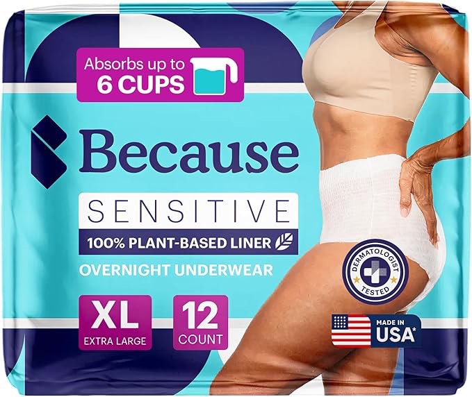 Because Unisex Premium Overnight Plus Underwear  XX-Large  White  ((( 10 Ct ))