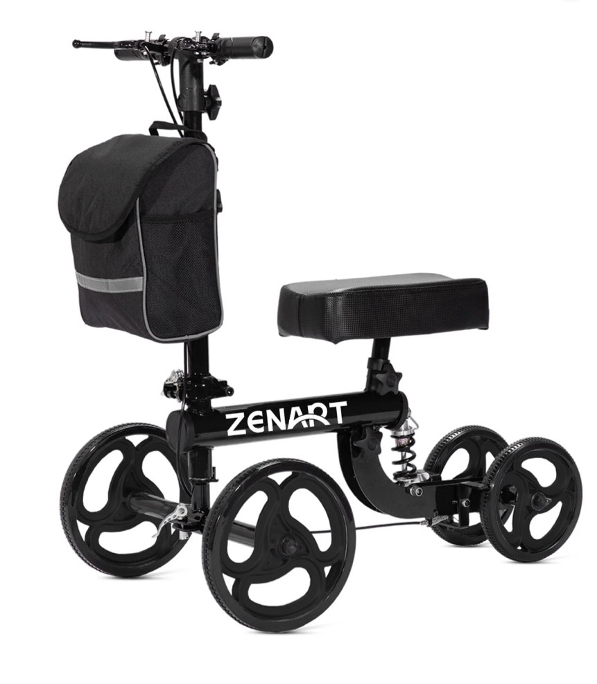 ZENART Steerable Knee Scooter, Deluxe Foldable Walker with 10" Wheel for Foot Injuries, Crutches Alternative