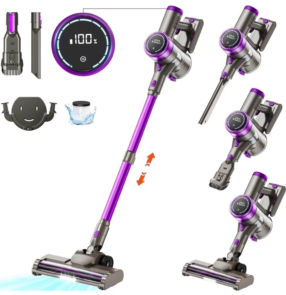 KANFUAQ Cordless Stick Vacuum Cleaner 38KPA 50Mins 2200mAh Lightweight for Home Pet Hair Carpet Hard Floor