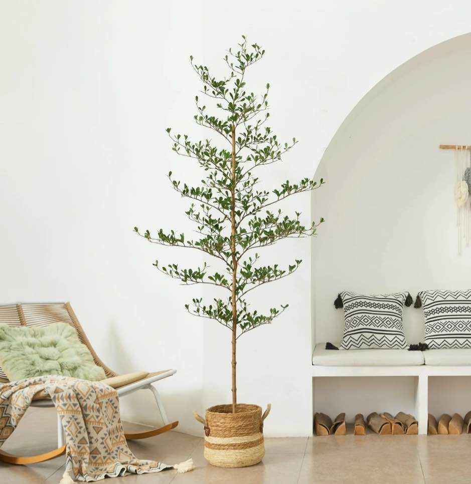 DR.Planzen 7ft Faux Black Olive Tree - Realistic Potted Artificial Tree with Natural Trunk & Silk Leaves - Tall Faux Plant for Home, Office, Indoor & Outdoor Decor - Low Maintenance & UV Resistant