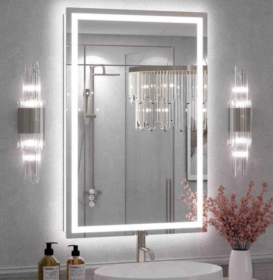 godchar 24 x36  led mirror for bathroom  24v pro backlit & frontlit vanity mirror  ul certified anti-fog dimmable