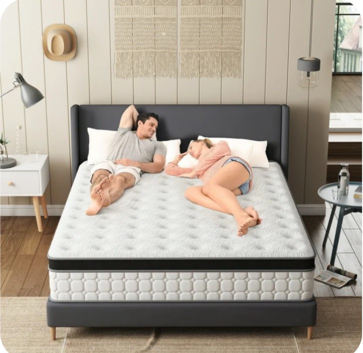 Tvdfgts 10 inch Queen Mattress, Cooling Gel Memory Foam Mattress in a Box, Individual Pocket Spring Hybrid Mattress with Pressure Relief & Motion Isolation, Soft and Comfort, Medium-Firm, CertiPUR-US