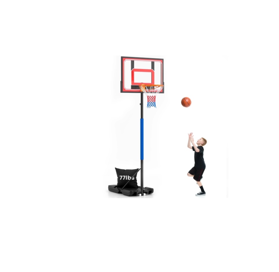 Basketball Hoop for Kids 5-9 ft Adjustable, Portable Basketball Goals for Kids Teenagers Youth, Great Backyard, Driveway, Indoor Play, Red