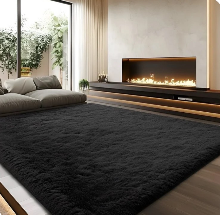 Pentantan Shag Area Rugs, 5ft x 8ft Soft Fluffy Indoor Carpet for Living Room Bedroom Decor, Black