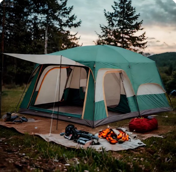mapskey 4 person tent for camping , family cabin with mesh door ventilation windows for beach hiking backpacking