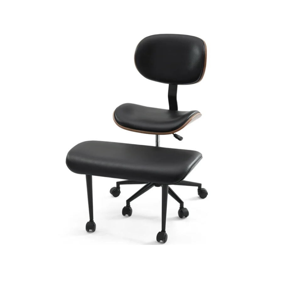 bestier cross legged office chair, adjustable height ergonomic adhd chair, swivel seat for yoga meditation home office, pu leather, black