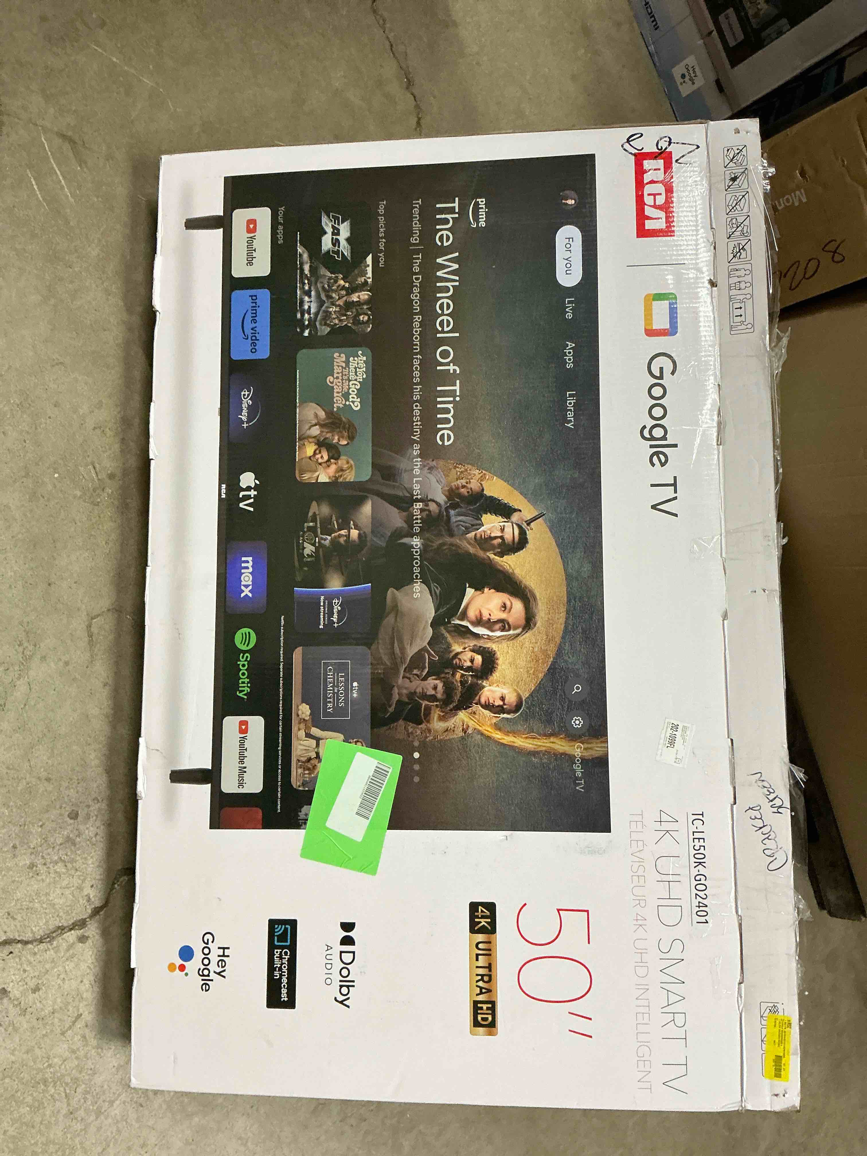 Condition photo showing As Is for RCA 50  (4K) UHD Smart LED TV (TC-LE50K-GO2401) Google TV