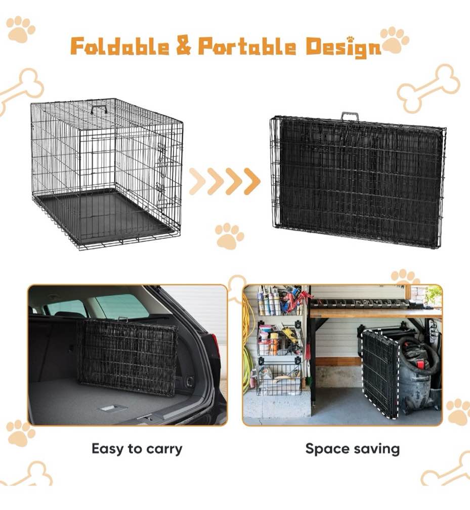 Condition photo showing Good Condition for EDX Big Dog Crate with Divider Panel  48 Inch Double Door Folding Metal Wire Dog Cage with Plastic Leak-Proof Pan Tray