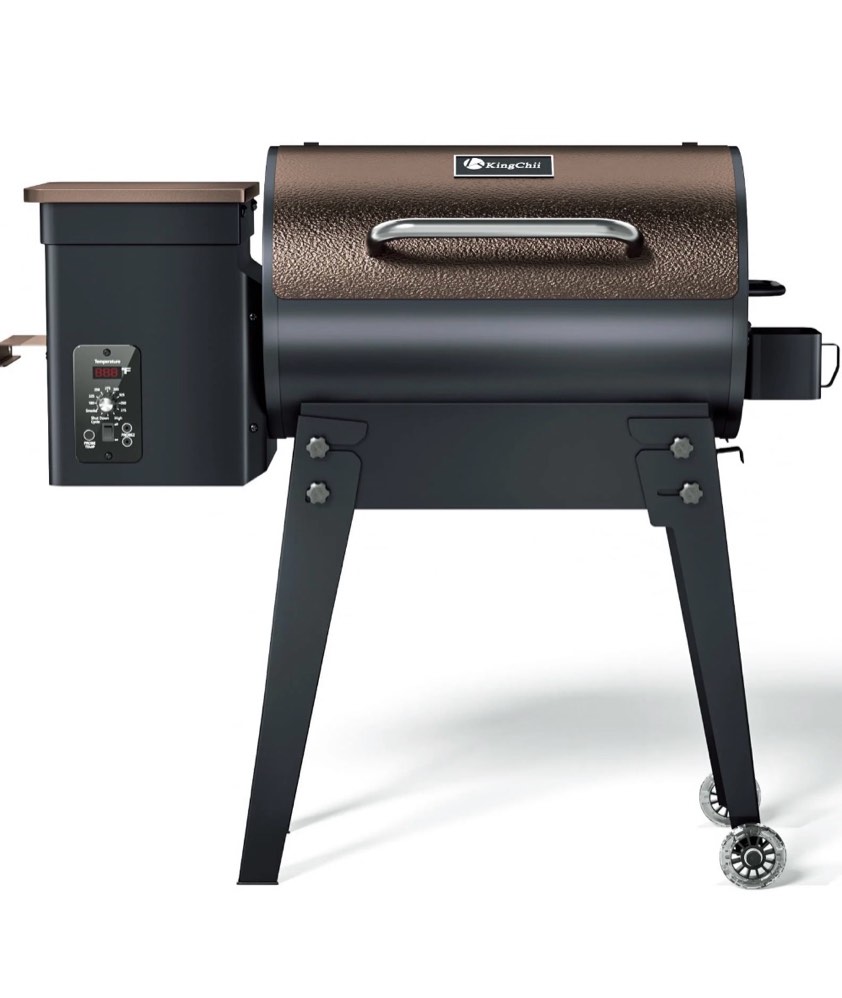 kingchii 456 sq.in. wood pellet grill & smoker with automatic temperature control, foldable legs for easy storage and transport, multifunctional bbq grill for outdoor cooking