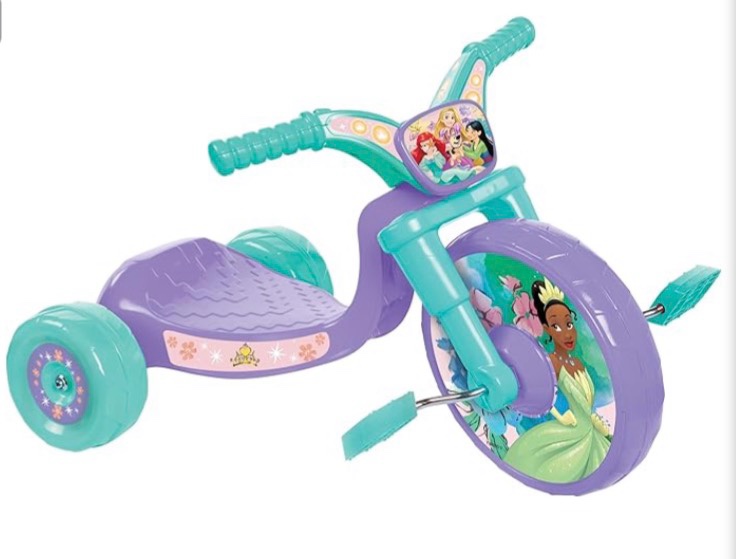 fly wheels disney princess ride-on 10" tricycle with sounds - toddler bike trike, ages 18-36m, for kids 33”-35” tall and up to 35 lbs., large