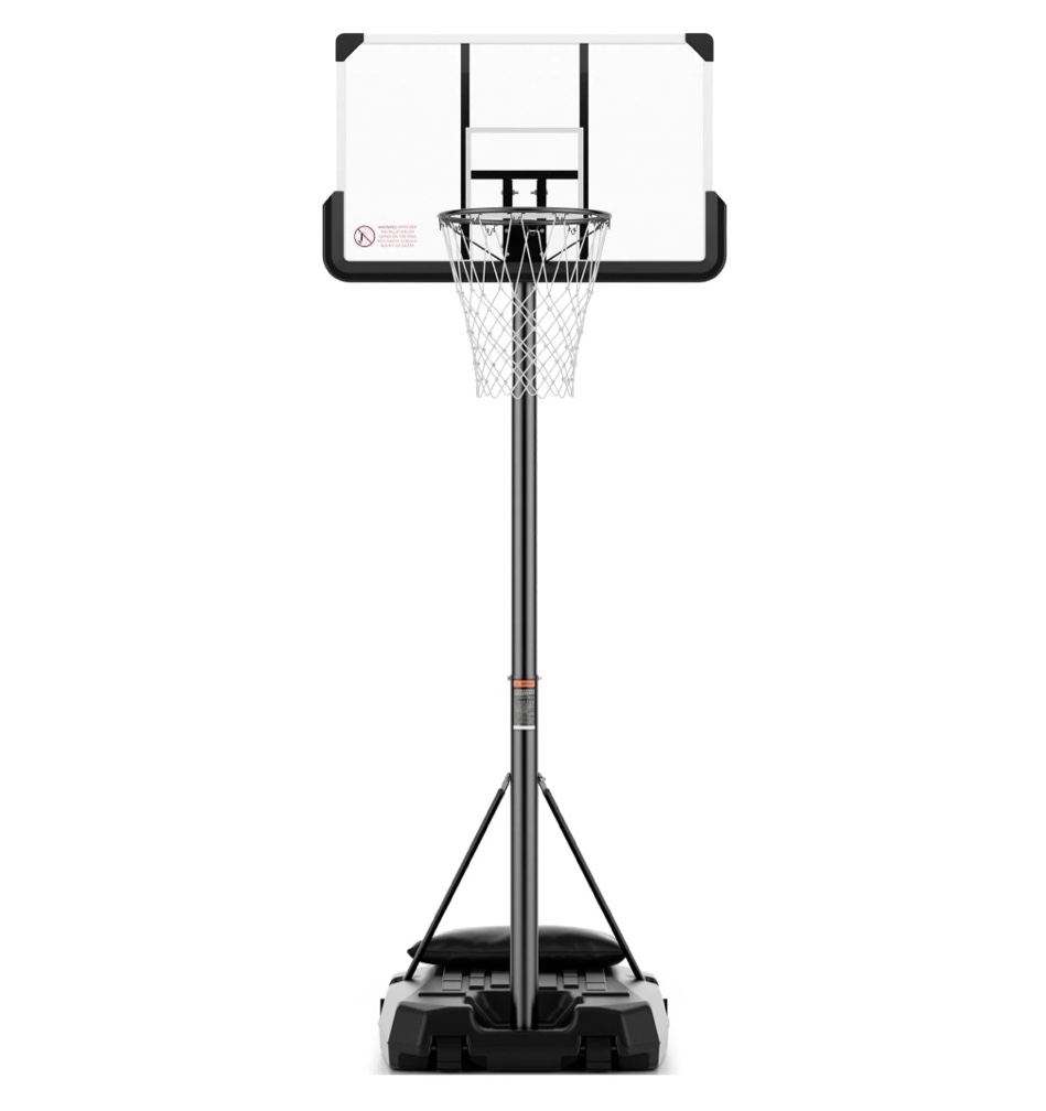 maxkare 44in basketball hoop 7.5 ft to 10 ft height upgrade large base portable basketball goal system with quick adjustment for full range of players indoor outdoor use