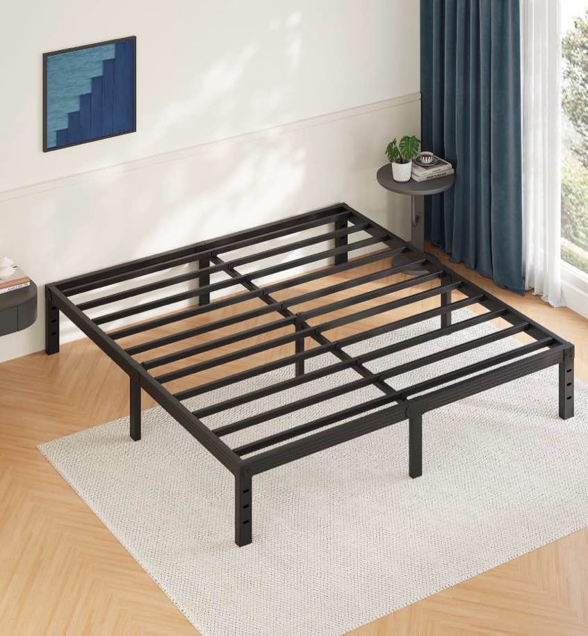 fschos 14 inch king size bed frame, heavy duty metal platform, no box spring needed, easy assembly, black