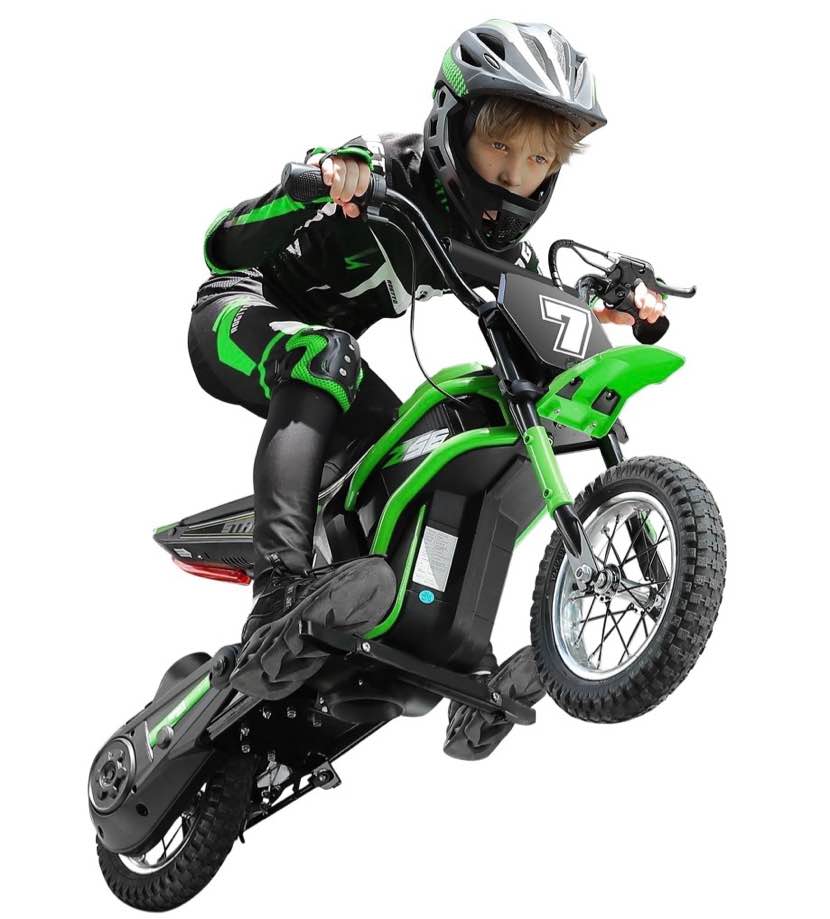 24v dirt bike,neche 250w electric powered motorcycle,ride on dirt rocket with shock absorption suspension for kids age 13+,green