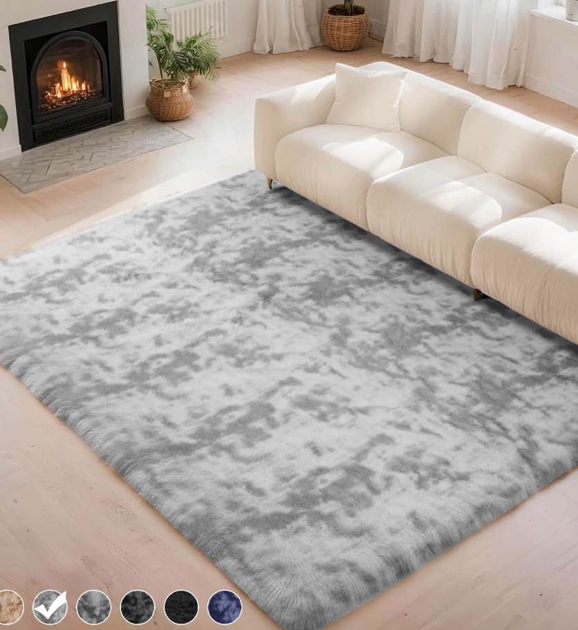 cozydesg 5ft x 8ft area rugs, soft fluffy area rugs floor mat floor rugs for living room bedroom modern decor carpet, light gray