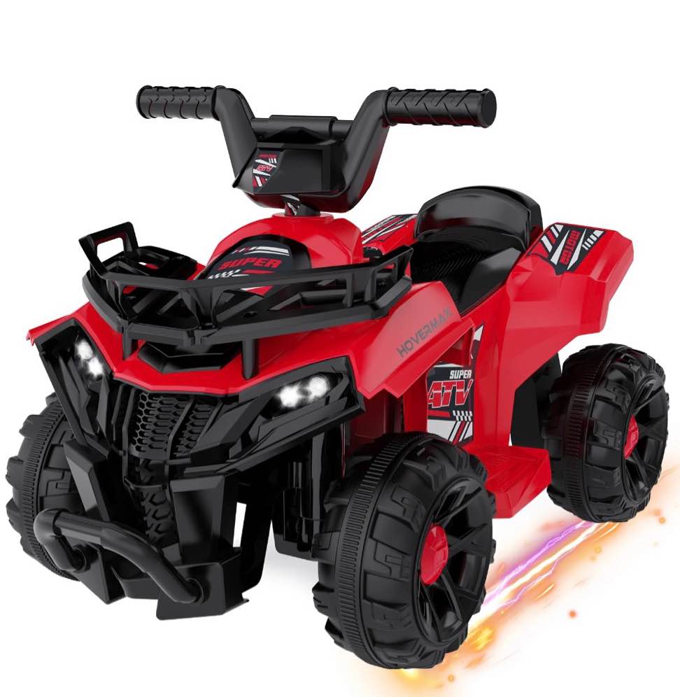 hovermax 6v kids ride-on atv, electric quad with music, battery-powered 4 wheeler for toddlers & children
