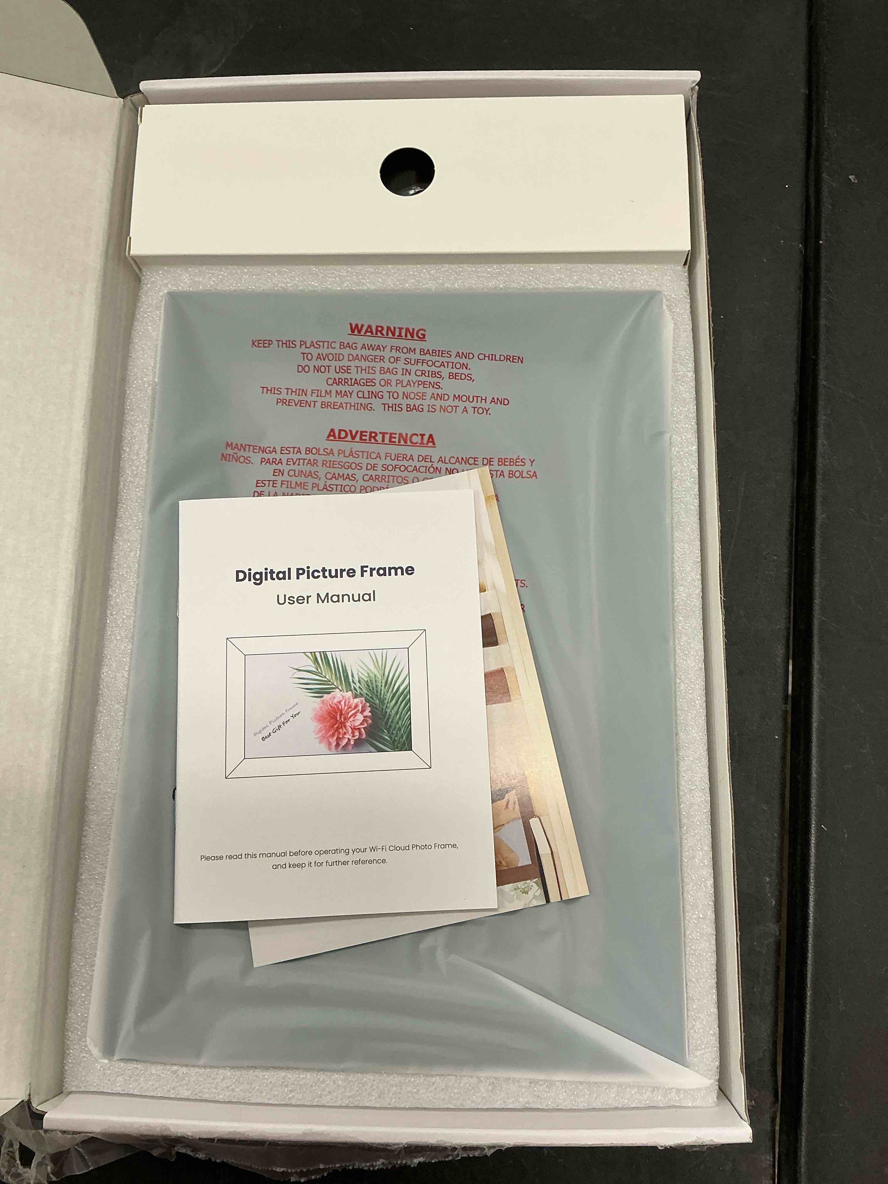 Condition photo showing New/Like New for BIGASUO 10.1 Inch WiFi Digital Picture Frame, IPS HD Touch Screen Cloud Smart Photo Frames with Built-in 32GB Memory, Wall Mountable, Auto-Rotate, Share Photos Instantly from Anywhere 1-Pack